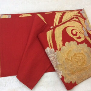 Gold peony’s red Fukuoka Obi